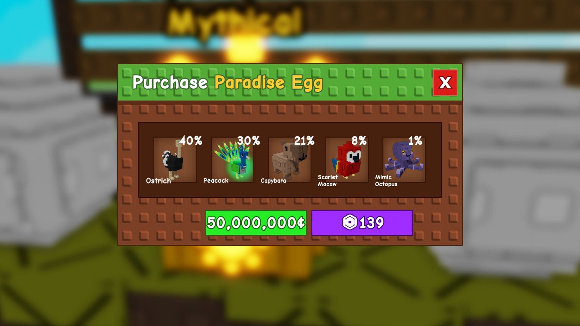 You can purchase the egg for 50 million Sheckles (Image via Roblox)